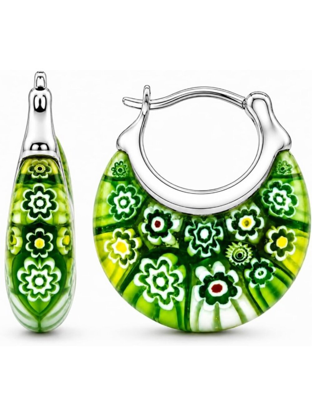 Millefiori Glass Hoop Earrings for Women - Stylish Murano-Inspired Jewelry